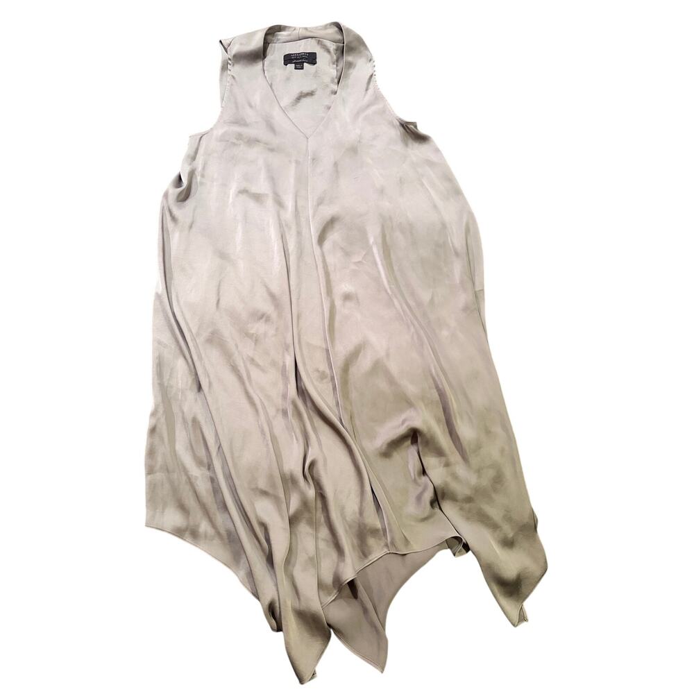 AllSaints Haze Dress Gray Satin Midi Asymmetrical Hem Japanese Cloth US 4 - Picture 5 of 12